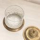 Clear Cut Glass and Brass Lidded Jar with Ornate Details