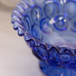 Dark Blue Glass Footed Moon & Star Bowl with Ruffle Edge
