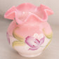 Fenton Pink Rosalene Glass Vase with Hand Painted Floral Details