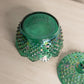 Fenton Dark Green Iridescent Glass Hobnail Lidded Dish