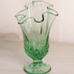 Fenton Green Glass Floral Lily of The Valley Footed Swung Vase