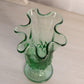 Fenton Green Glass Floral Lily of The Valley Footed Swung Vase