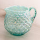 Fenton Jacqueline Teal Green Iridescent Opalescent Glass Pitcher