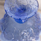 Fenton Large Blue Opalescent Glass Water Lily Compote with Ruffle Edge