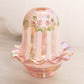 Fenton Pink Iridescent Floral Hand Painted Glass Fairy Lamp