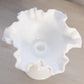 Fenton White Milk Glass Hobnail Compote Candleholder with Ruffle Edge