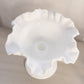 Fenton White Milk Glass Hobnail Compote Candleholder with Ruffle Edge