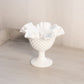 Fenton White Milk Glass Hobnail Compote Candleholder with Ruffle Edge