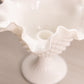 Fenton White Milk Glass Hobnail Compote Candleholder with Ruffle Edge