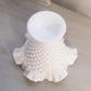 Fenton White Milk Glass Hobnail Compote Candleholder with Ruffle Edge