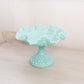 Vintage Fenton Medium Turquoise Milk Glass Hobnail Ruffled Compote