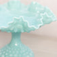 Vintage Fenton Medium Turquoise Milk Glass Hobnail Ruffled Compote