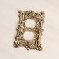 Gold Tone Metal Outlet Cover with Floral Design