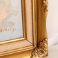 Horizontal Peachy Pink Light Blue Floral Painting w/ Ornate Gold Frame