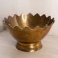 Large Brass Crown Scalloped Footed Bowl