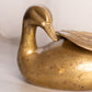 Large Brass Duck Figurine Looking Under Wing