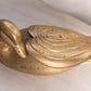 Large Brass Duck Figurine Looking Under Wing