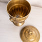 Large Brass Lidded Dish with Flower Finial and Lion Head Handles