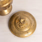 Large Brass Lidded Dish with Flower Finial and Lion Head Handles