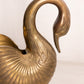 Large Brass Swan Planter with Head Down and Detailed Wing Details