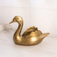 Large Brass Swan Planter with Scalloped Feathers