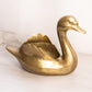 Large Brass Swan Planter with Scalloped Feathers