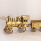 Large Brass Train with 2 Train Cars