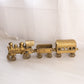 Large Brass Train with 2 Train Cars