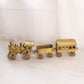 Large Brass Train with 2 Train Cars