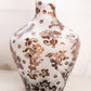 Large Brown and Clear Frosted Glass Vase with Floral Designs