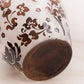 Large Brown and Clear Frosted Glass Vase with Floral Designs