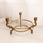 Large Circular Brass Bowl Stand with 3 Taper Candleholders