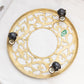 Large Circular Brass Floral Plant Stand with Casters