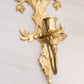 Large Gold Tone Brass Wall Sconce with Floral Designs