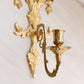 Large Gold Tone Brass Wall Sconce with Floral Designs