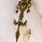 Large Gold Tone Brass Wall Sconce with Floral Designs