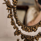 Large Gold Tone Cast Iron Oval Floral Standing Mirror w/ Bird Accents