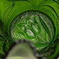 Vintage Large Green Glass Tulip Floral Textured Bowl with Ruffle Edge