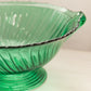 Large Jeannette Glass Swirl Ultramarine Green Glass Footed Bowl