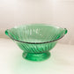 Large Jeannette Glass Swirl Ultramarine Green Glass Footed Bowl