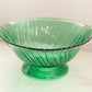 Large Jeannette Glass Swirl Ultramarine Green Glass Footed Bowl