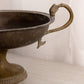 Large Oval Brass Pedestal Bowl with Fish Handles