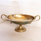 Large Oval Brass Pedestal Bowl with Fish Handles