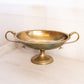 Large Oval Brass Pedestal Bowl with Fish Handles