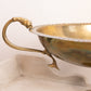 Large Oval Brass Pedestal Bowl with Fish Handles