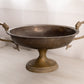 Large Oval Brass Pedestal Bowl with Fish Handles