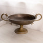 Large Oval Brass Pedestal Bowl with Fish Handles