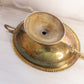 Large Oval Brass Pedestal Bowl with Fish Handles