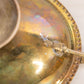 Large Oval Brass Pedestal Bowl with Fish Handles