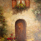 Large Rectangular Door with Red Flowers Painting